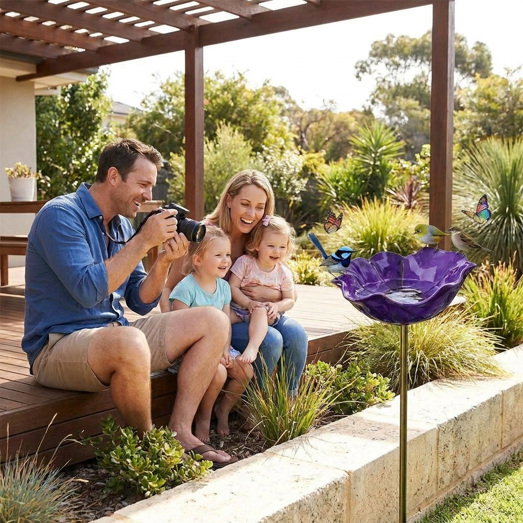 Decorative Outdoor Bird Bath & Feeding Bowl