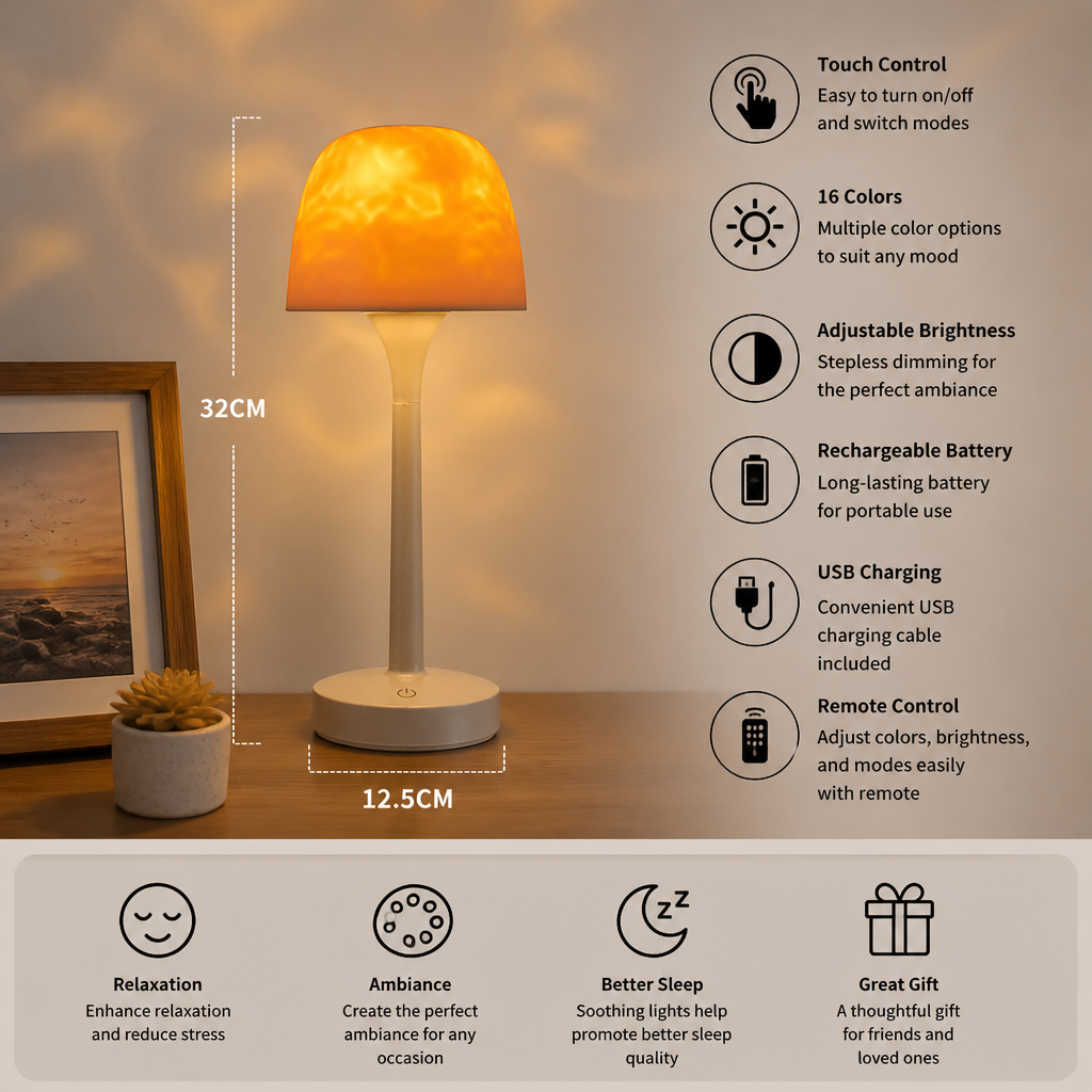 Aurora & Ocean Wave LED Projection Lamp with Touch Control