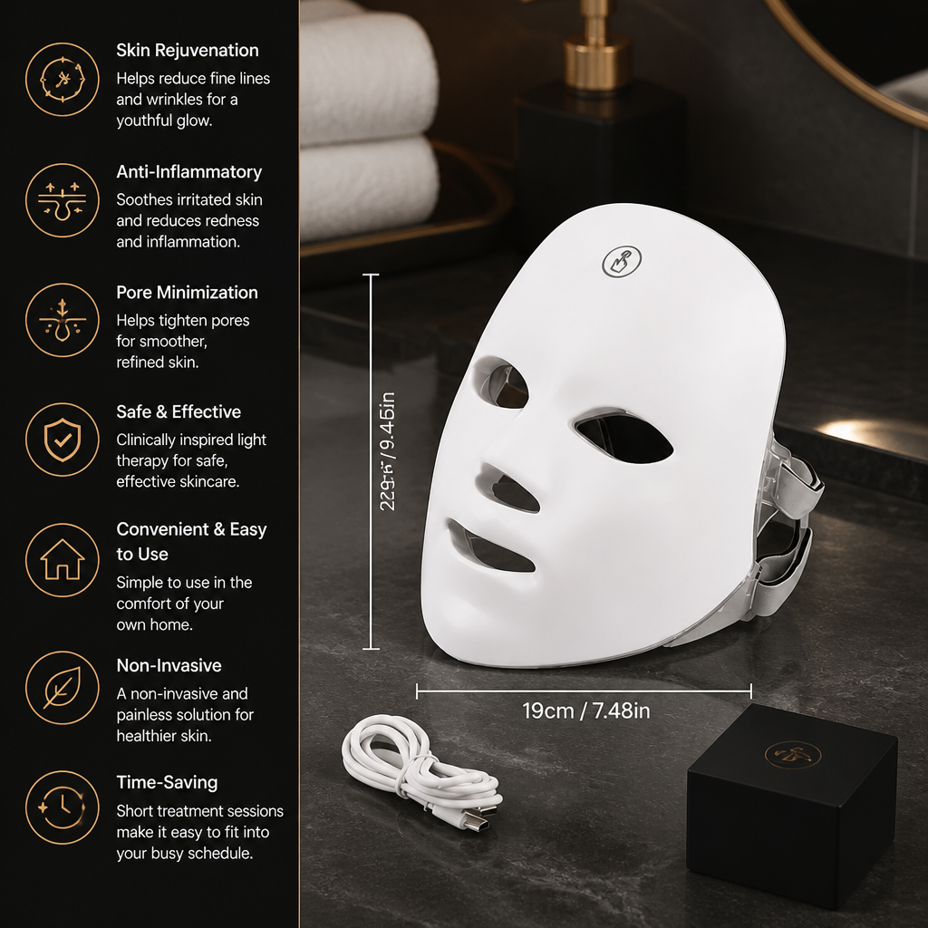 LED Face Mask – Professional Light Therapy for Skin Rejuvenation at Home