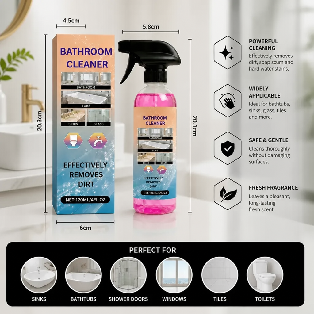 Bathroom Cleaner – Multi-Surface Stain Remover for Tubs, Sinks & Glass