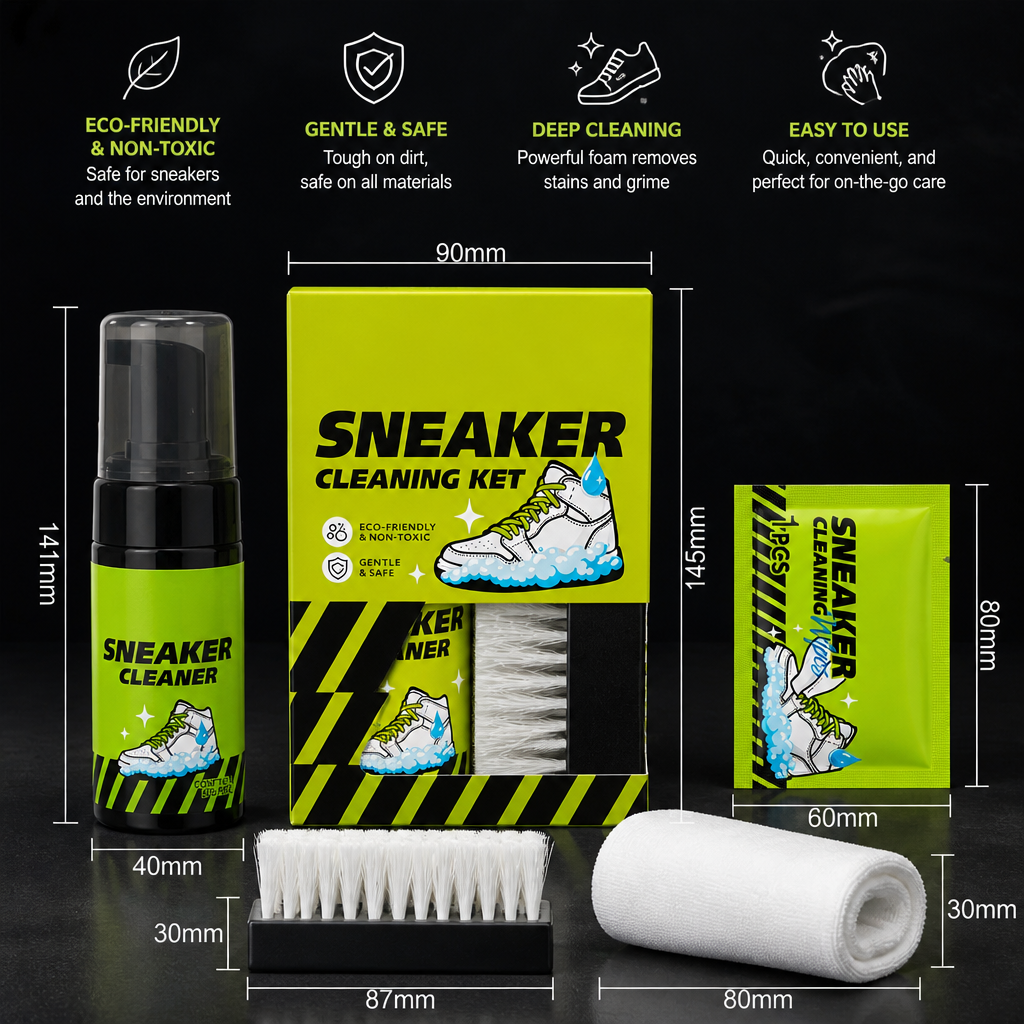 All-in-One Shoe Cleaning & Care Kit with Brushes, Dry Cleaner & Stain-Removal Wipes