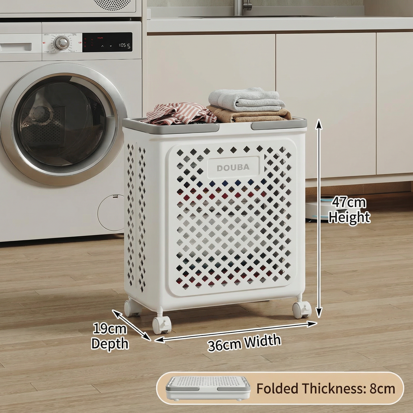 Foldable Laundry Basket with Wheels