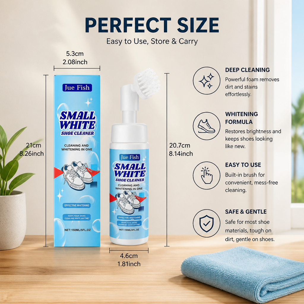 Waterless Sneaker & Shoe Cleaning Kit with Foam Cleaner, Brush & Cloth
