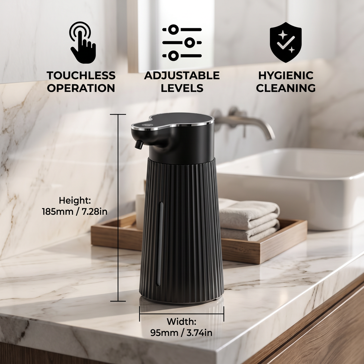 Touchless Automatic Sensor Soap Dispenser with Adjustable Dispensing Levels