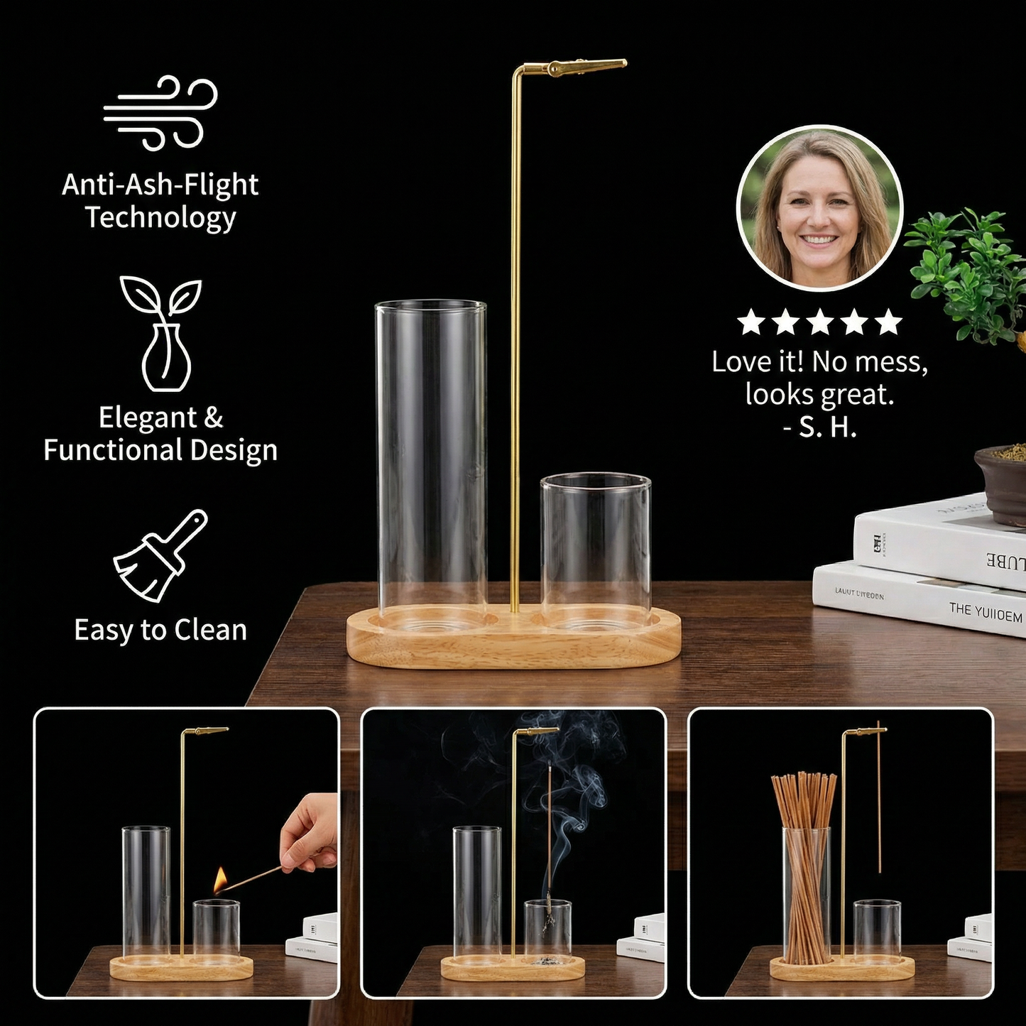 2-in-1 Incense Holder with Anti-Ash-Flight Technology