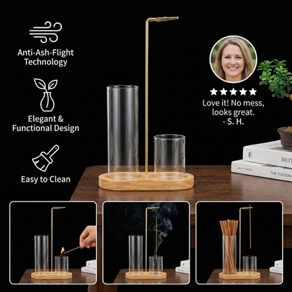 2-in-1 Incense Holder with Anti-Ash-Flight Technology