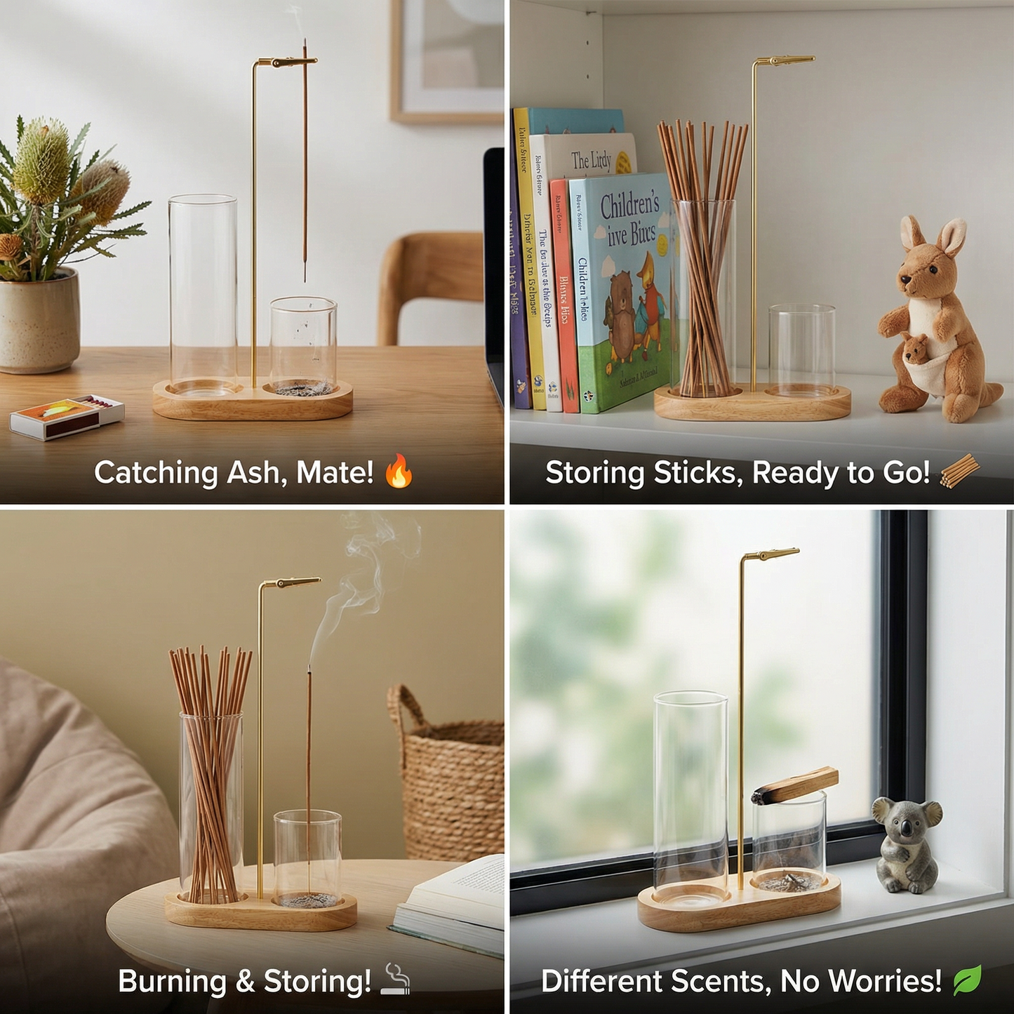 2-in-1 Incense Holder with Anti-Ash-Flight Technology