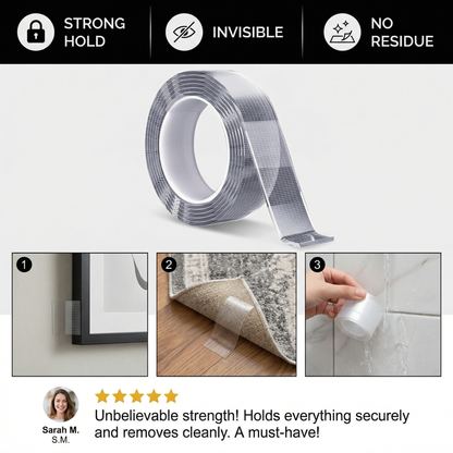 Invisible Double-Sided Tape – Strong Hold Without Residue