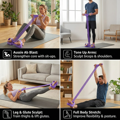 Multifunctional Fitness Band with Footrests – For Abdomen, Arms & Legs
