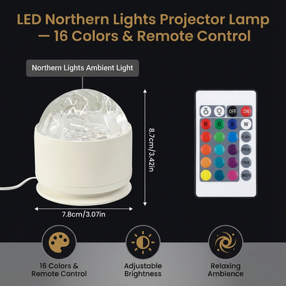 LED Northern Lights Projector Lamp – 16 Colors & Remote Control