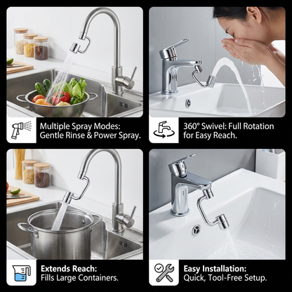 360° swivel tap extender with spray head – kitchen & bathroom use