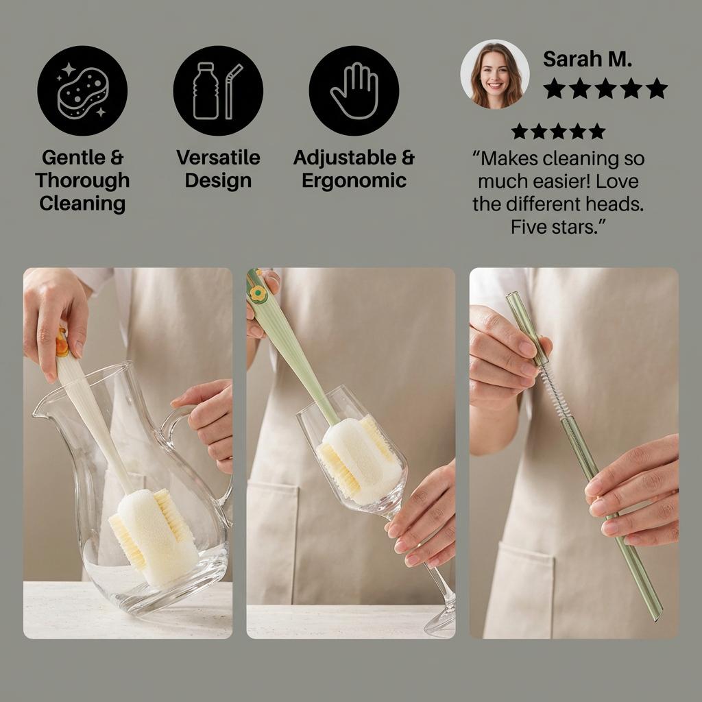 Practical 5-in-1 Bottle Cleaner