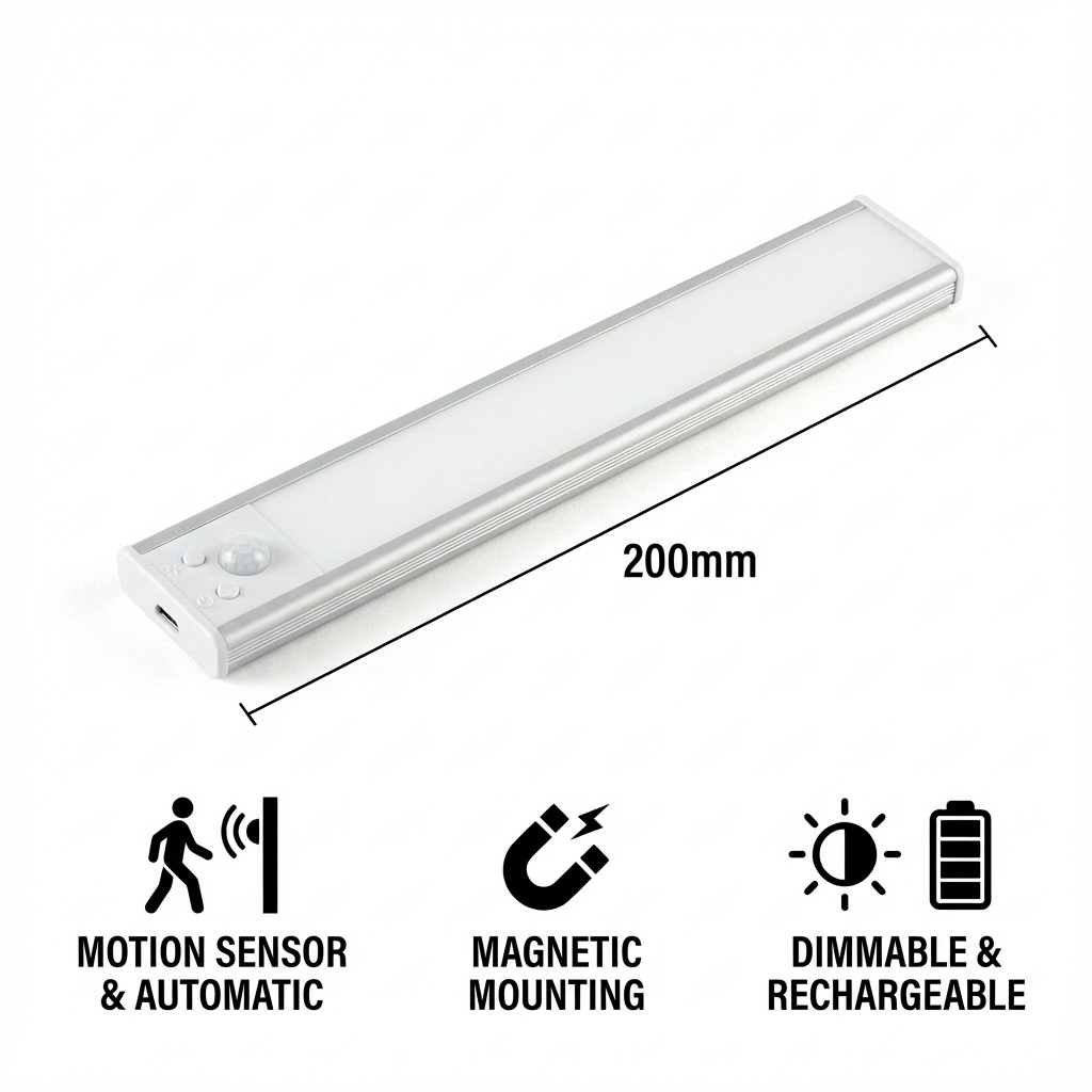 Wireless LED Under-Cabinet Light with Motion Sensor – Magnetic & Dimmable