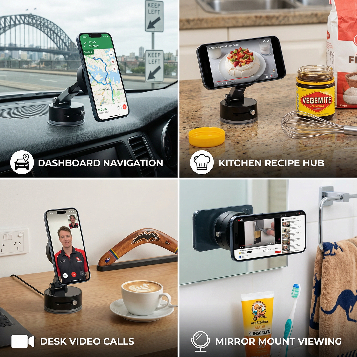 Magnetic Phone Holder with Vacuum Suction Cup – Foldable & Double-Sided, Universal for All Smartphones
