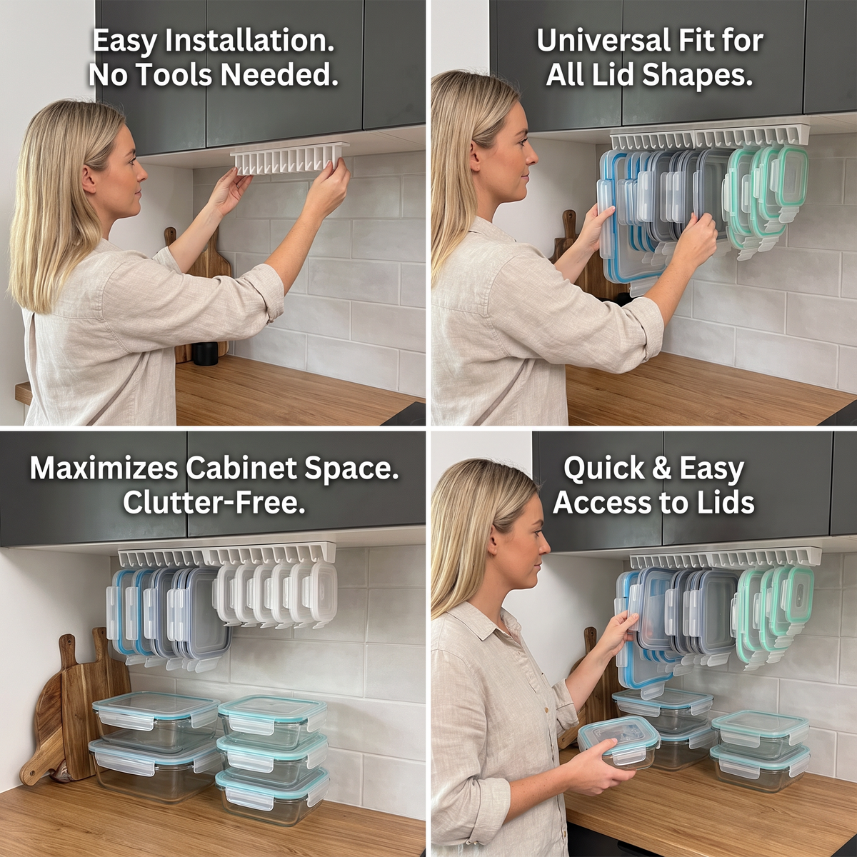 Space-Saving Tupperware Lid Organizer Rack