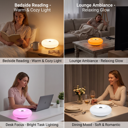Retro Donut-Shaped LED Lamp with Cozy Ambient Glow
