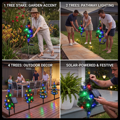Solar Christmas Tree Stake Lights with Multicolor LEDs