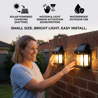 Solar LED Wall Light – Waterproof Outdoor Lamp with Light Sensor for Garden, Yard and Fence (2 pieces)