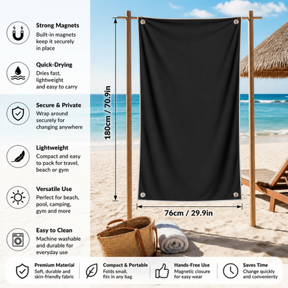 Extra Large Magnetic Bath Towel – Quick-Drying Beach and Bath Towel for Swimming and Outdoor Use