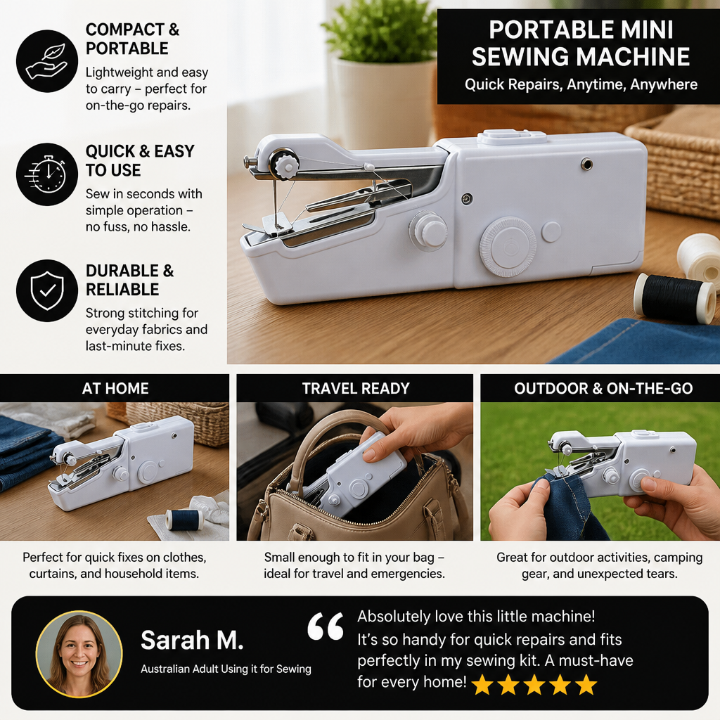 Portable Mini Sewing Machine for Quick Repairs and Home Use