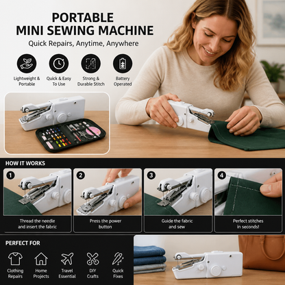 Portable Mini Sewing Machine for Quick Repairs and Home Use