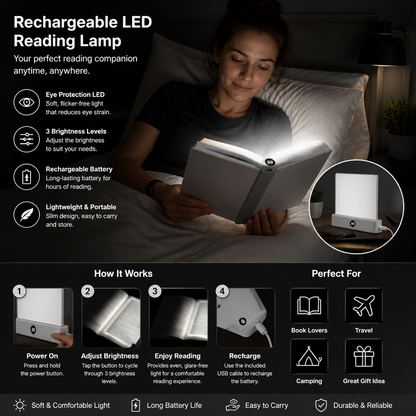 Rechargeable LED Reading Lamp – Portable Book and Night Light for Relaxing and Stress-Free Moments