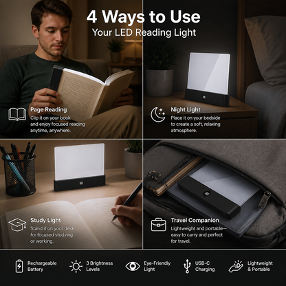 Rechargeable LED Reading Lamp – Portable Book and Night Light for Relaxing and Stress-Free Moments