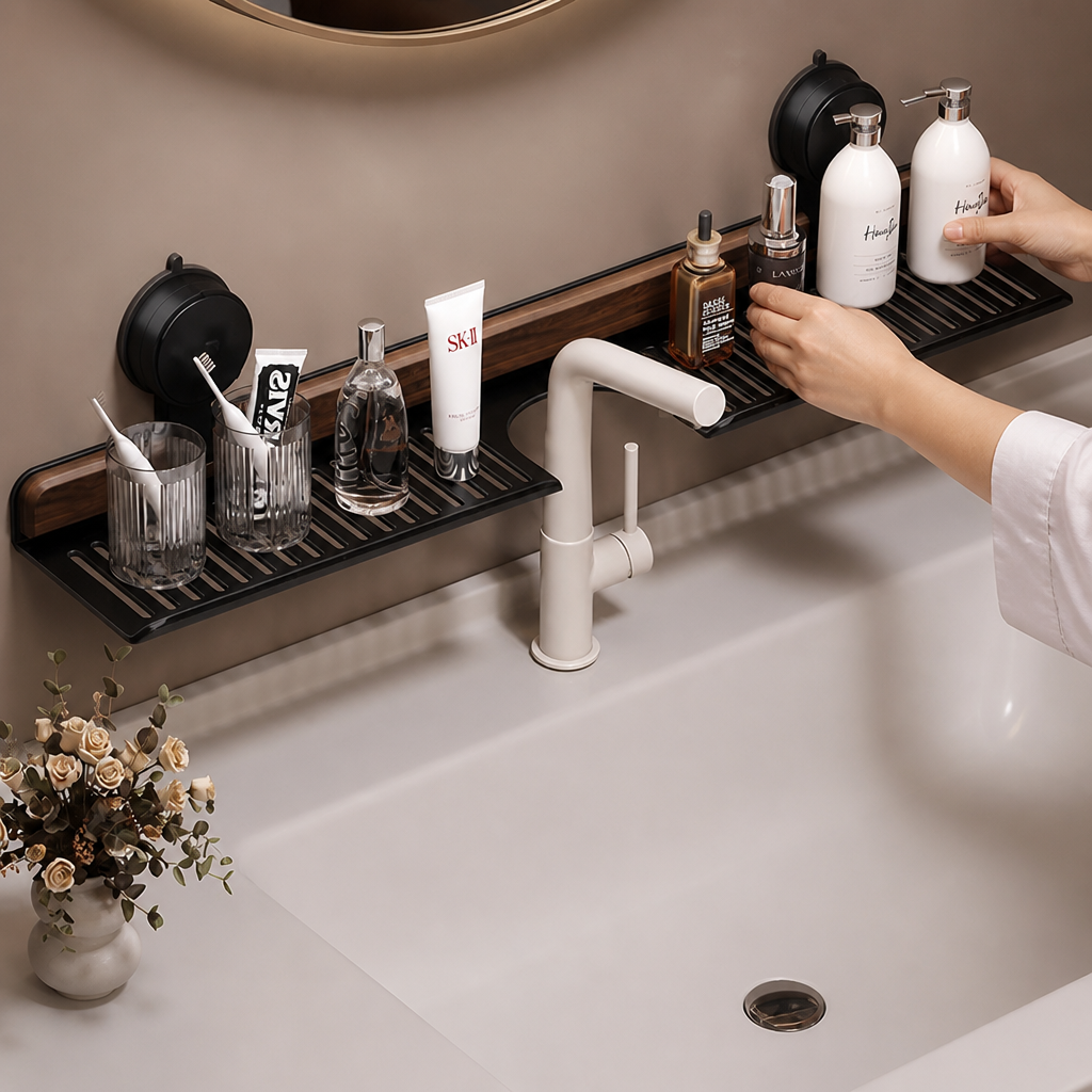 Modern Sink Shelf with Suction Cup – Drill-Free Storage Rack for a Beautiful Home