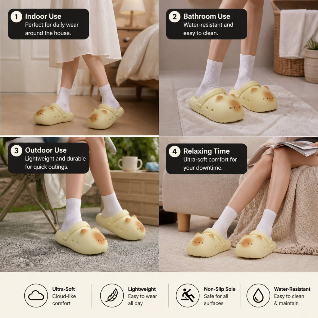 KittyCloud Comfort Clogs – Ultra-Soft Cat Slippers