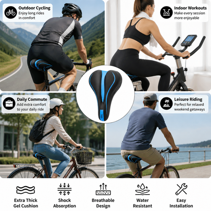 Extra Thick Anti Butt Pain Gel Bike Seat Cover – Soft Comfort Cushion