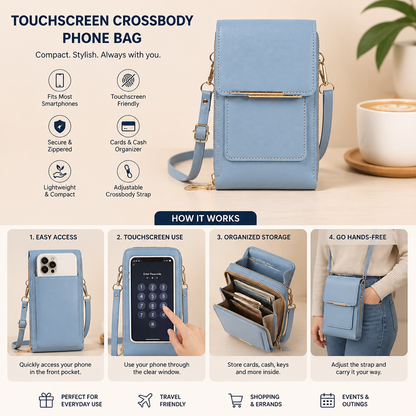 Touchscreen Crossbody Phone Bag – Compact Wallet for Phone, Keys & Essentials
