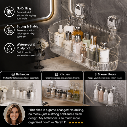 No-Drill Adhesive Suction Cup Shower & Bathroom Shelf