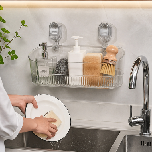 No-Drill Adhesive Suction Cup Shower & Bathroom Shelf