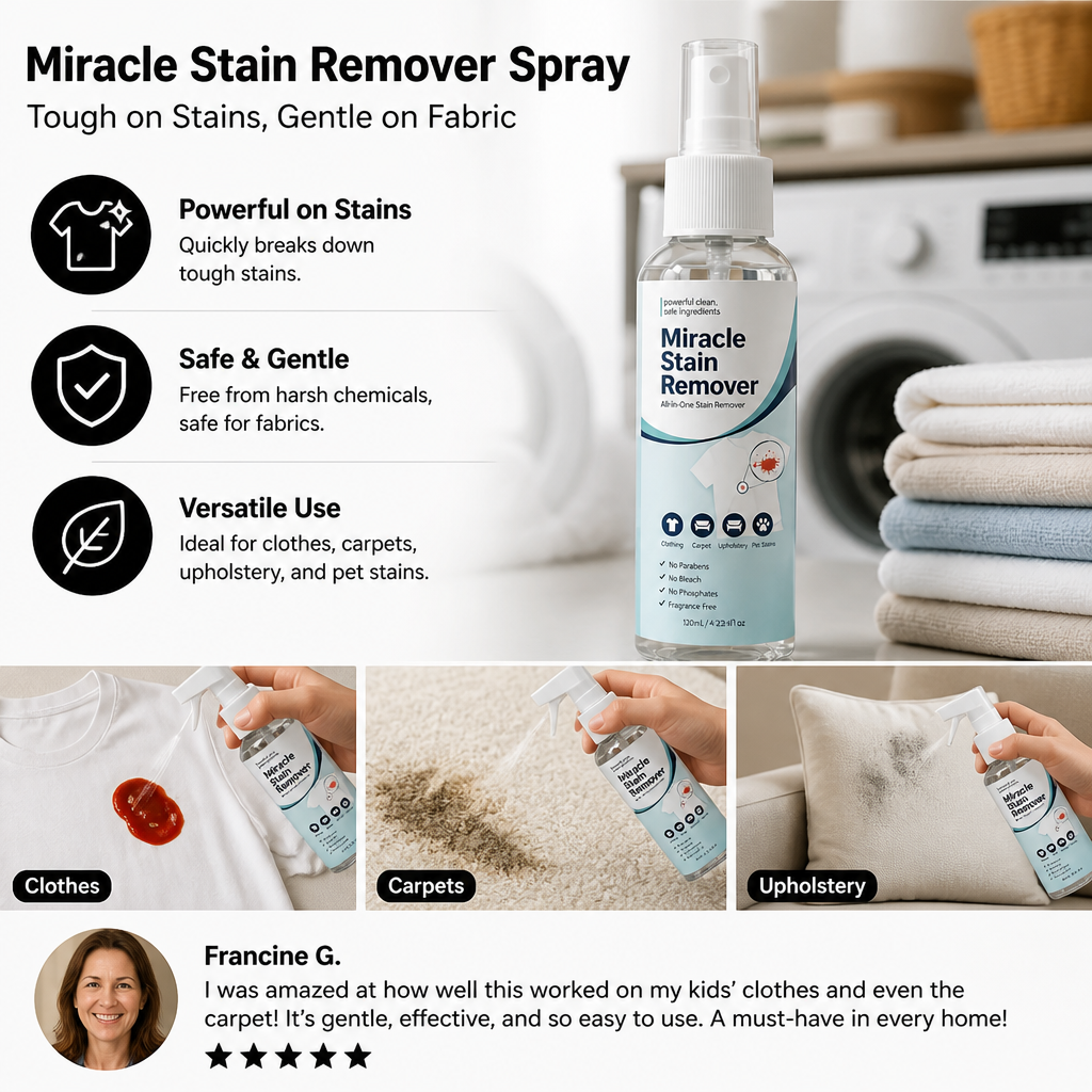 Miracle Stain Remover Spray – Tough on Stains, Gentle on Fabrics