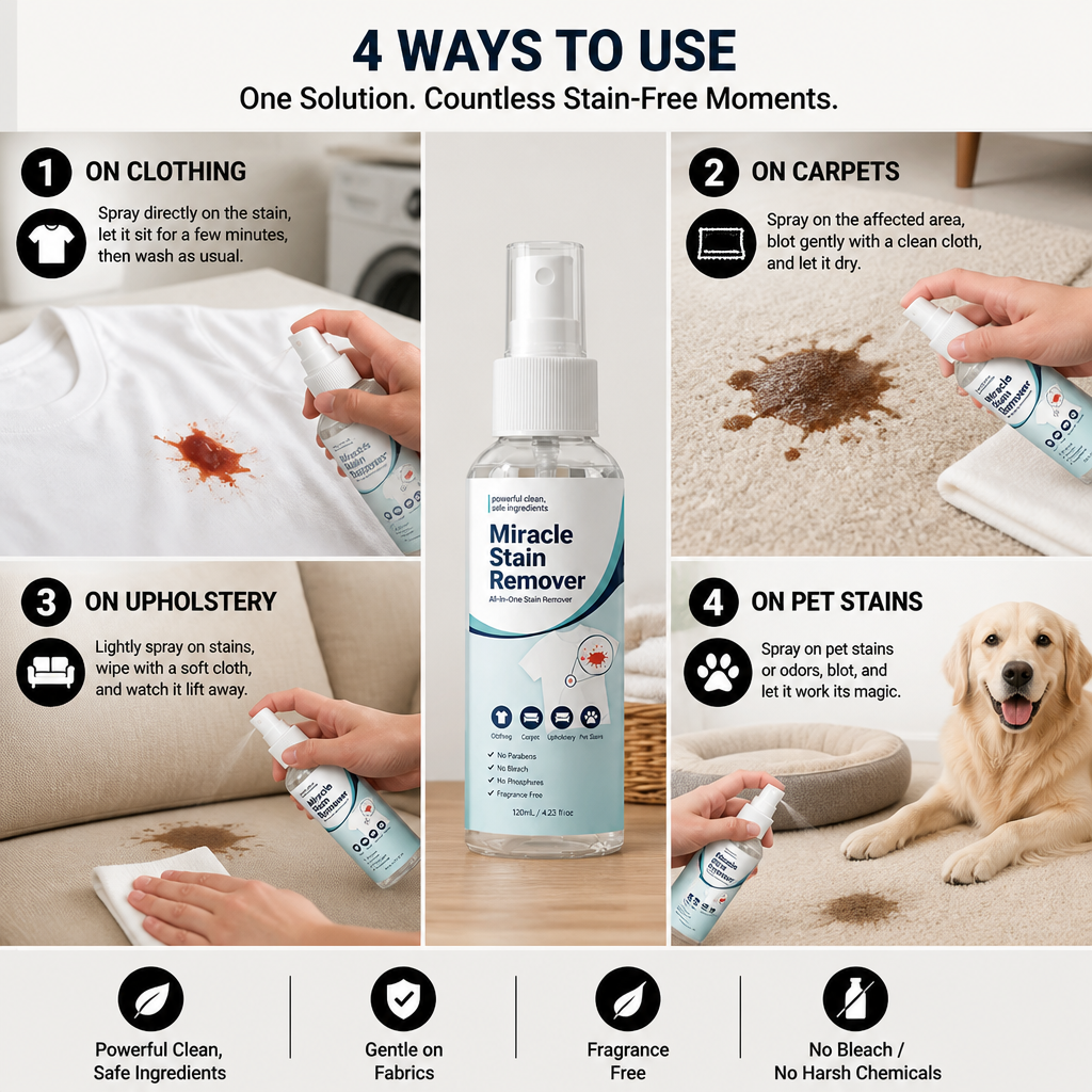 Miracle Stain Remover Spray – Tough on Stains, Gentle on Fabrics
