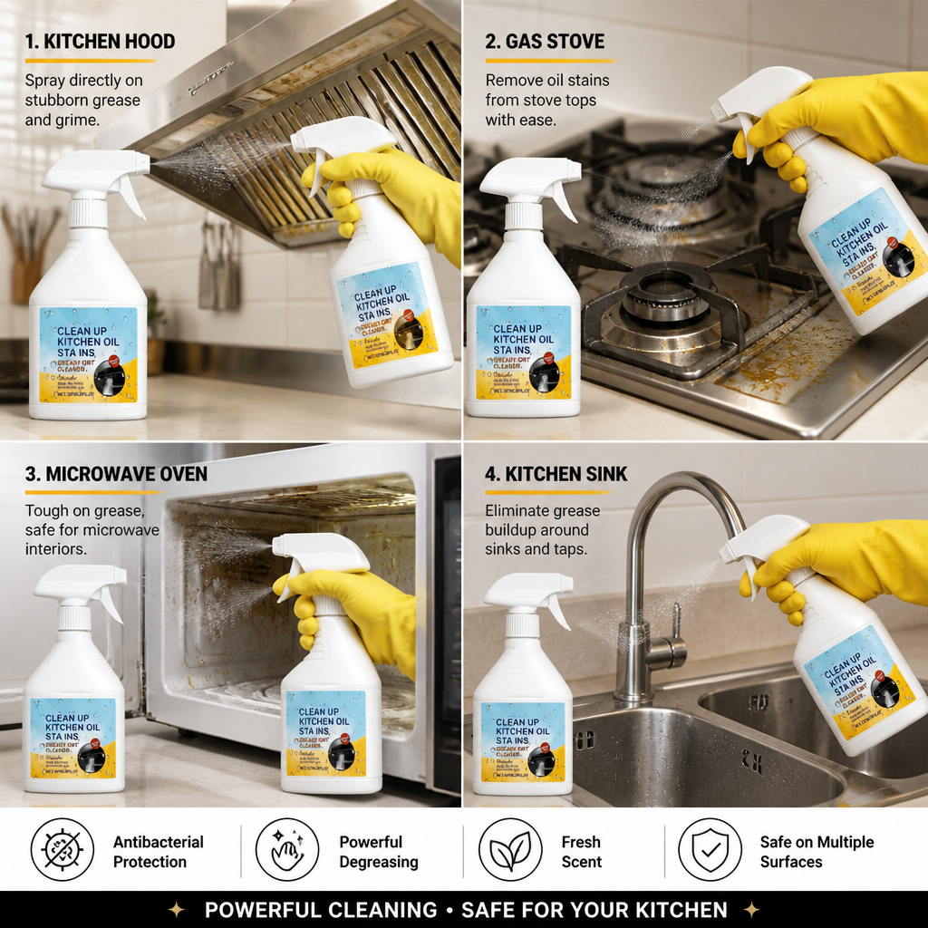 Kitchen Degreaser Spray – Antibacterial Grease Remover with Fresh Scent