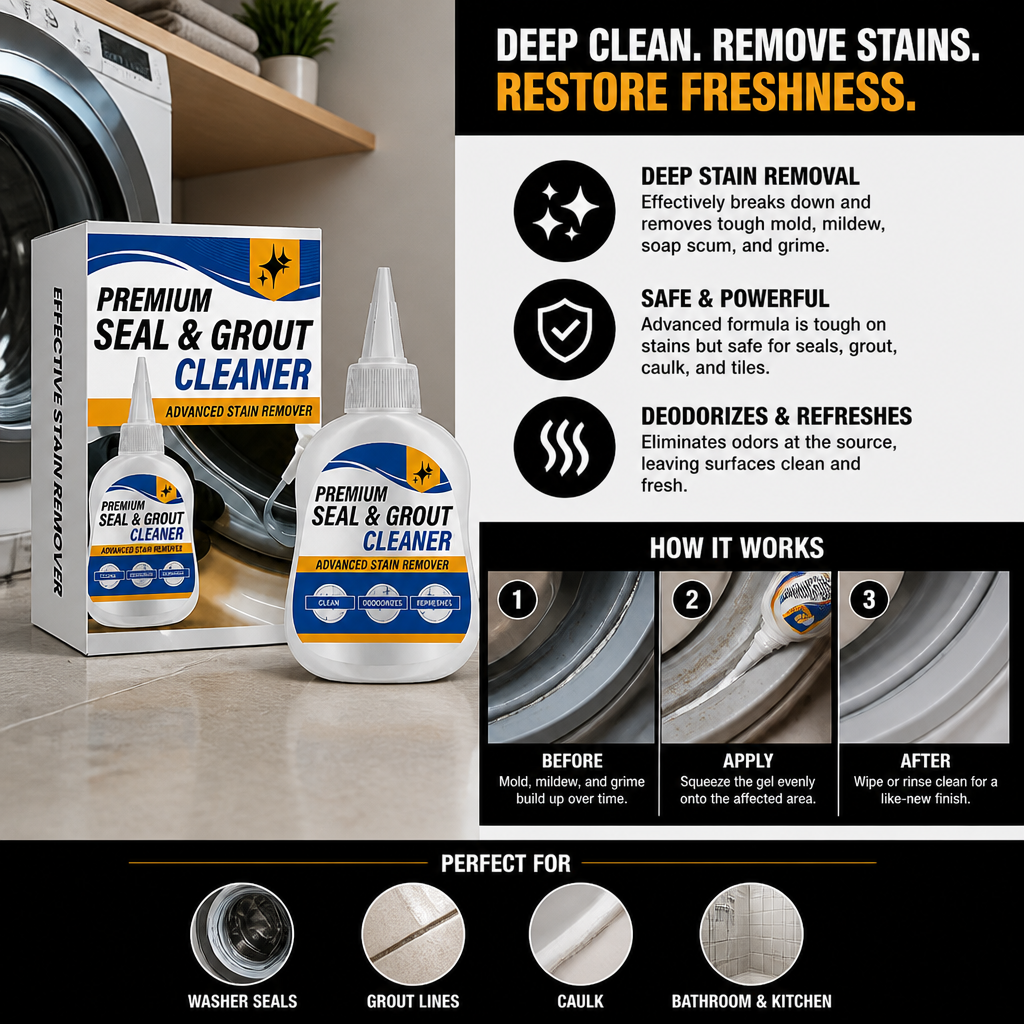 Mold Stain Remover Gel – Heavy-Duty Cleaner for Washer Seals, Grout & Caulk