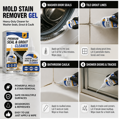Mold Stain Remover Gel – Heavy-Duty Cleaner for Washer Seals, Grout & Caulk