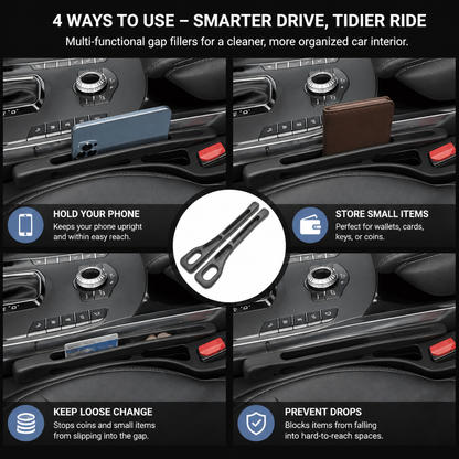 Universal Car Seat Gap Filler with Storage Function for a Cleaner Interior
