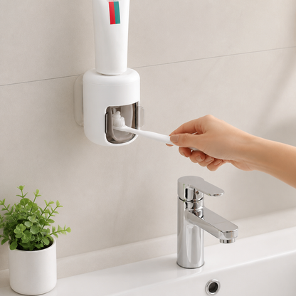 Wall Mounted Automatic Toothpaste Dispenser with Dustproof Flip Cover