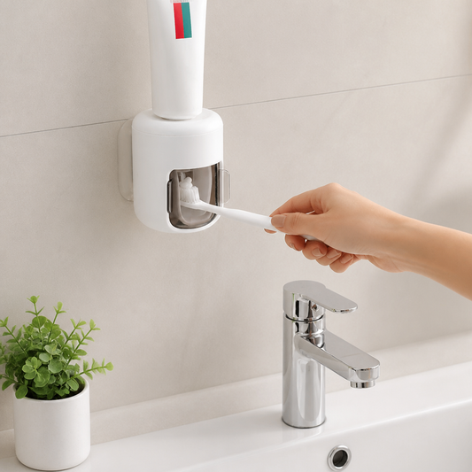 Wall Mounted Automatic Toothpaste Dispenser with Dustproof Flip Cover
