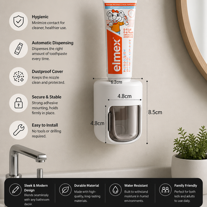 Wall Mounted Automatic Toothpaste Dispenser with Dustproof Flip Cover