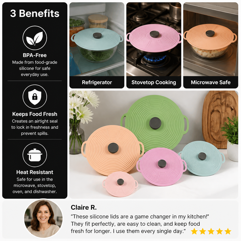 Universal Silicone Pot Cover for Fresh Keeping and Cooking Protection