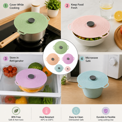 Universal Silicone Pot Cover for Fresh Keeping and Cooking Protection