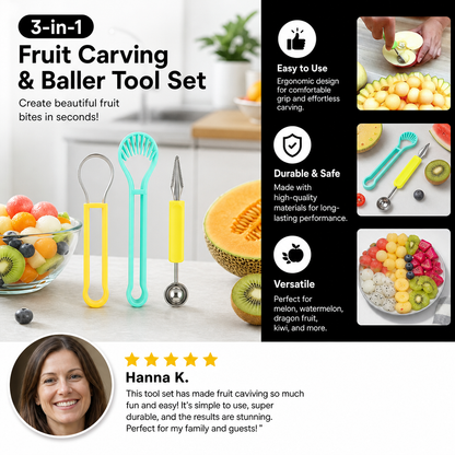 3-in-1 Fruit Carving & Baller Tool Set