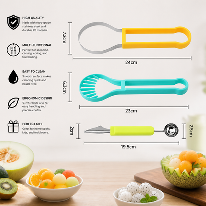 3-in-1 Fruit Carving & Baller Tool Set