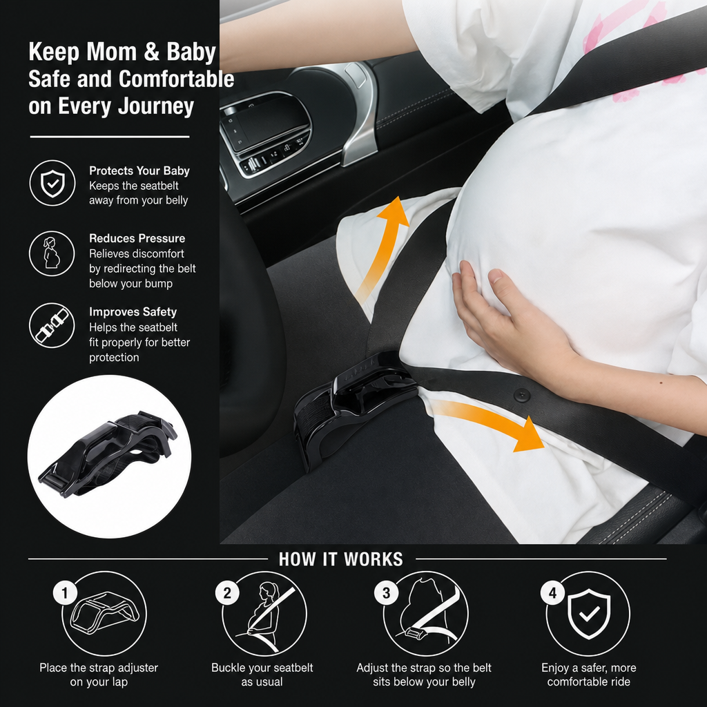 Car Travel Maternity Belly Support Strap – Adjustable & Comfortable Pregnancy Support