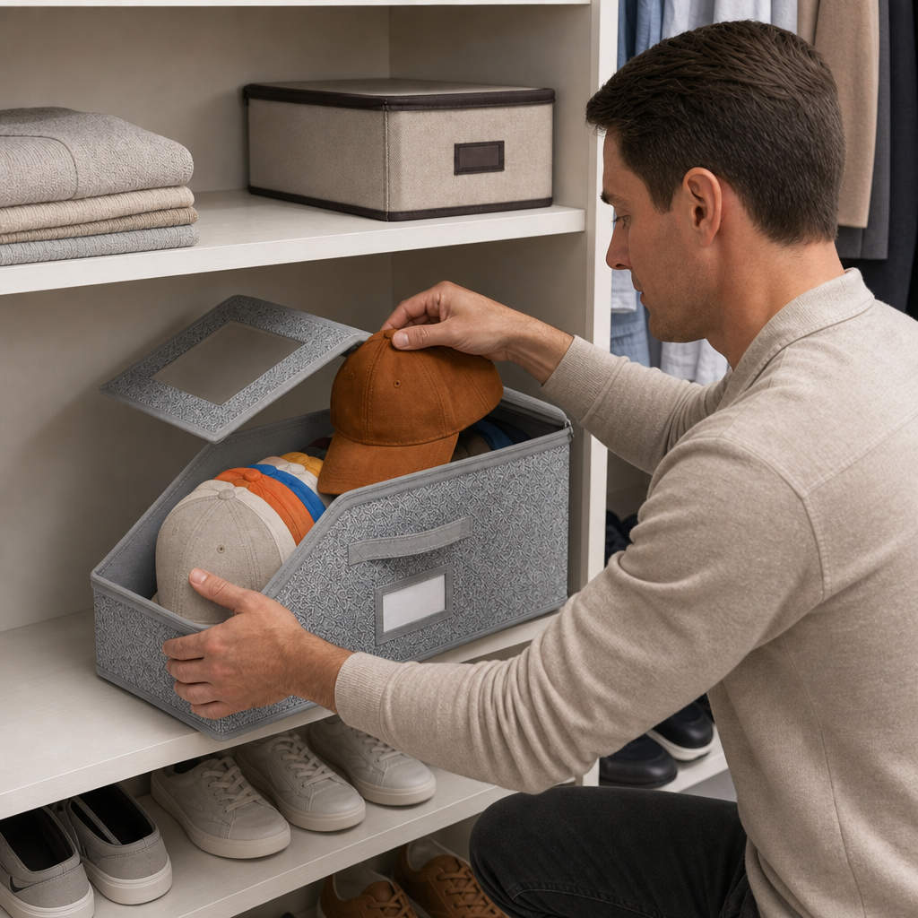 Stackable Baseball Cap Storage Box – Holds Up to 24 Hats