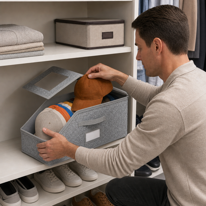 Stackable Baseball Cap Storage Box – Holds Up to 24 Hats