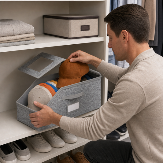 Stackable Baseball Cap Storage Box – Holds Up to 24 Hats